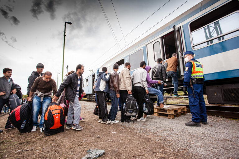 War refugees at Zakany Railway Station