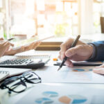 business man financial inspector and secretary making report, ca