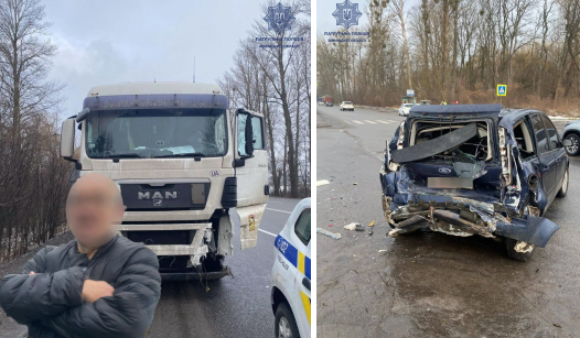 На Вінниччині патрульні розшукали водія вантажівки, який втік після подвійної ДТП