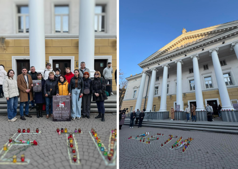 Напис «ДІТИ» не зупинив: у Вінниці вшанували пам’ять загиблих у Маріуполі