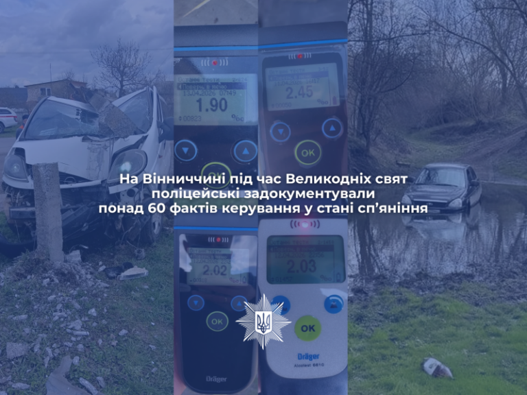 Наїзд на електроопору та з’їзд у водойму: нетверезі водії наробили пригод на Вінниччині