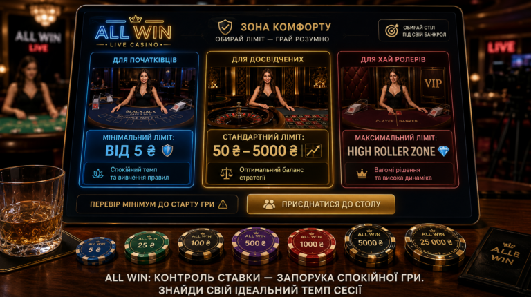 Як ліміти столів у All win допомагають обрати комфортний формат гри
