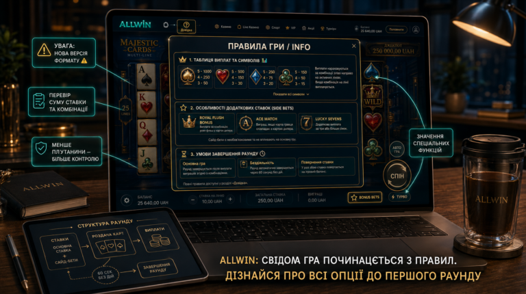 Як правила гри в Allwin допомагають не губитися перед першим раундом