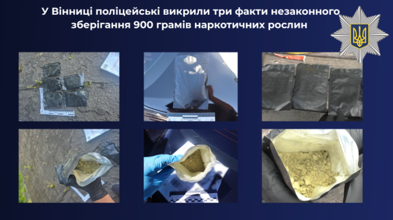 Майже 900 грамів наркотичних рослин: у Вінниці поліція затримала трьох фігурантів