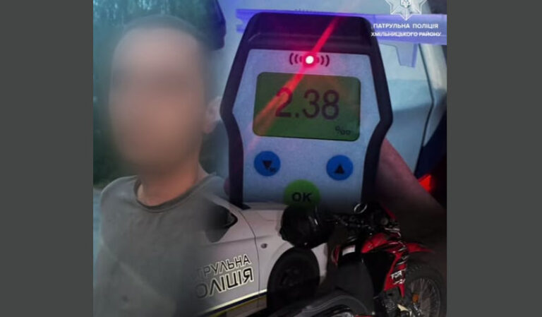 У 12 разів вище норми: на Вінниччині зупинили п’яного мотоцикліста